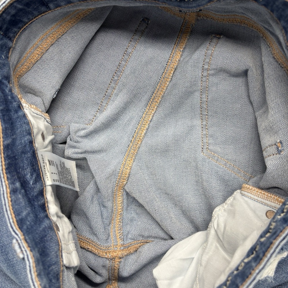 American Eagle Low Rise Baggy Jeans Wide Leg Womens 8 Short Blue Stretch Y2K - Picture 11 of 16